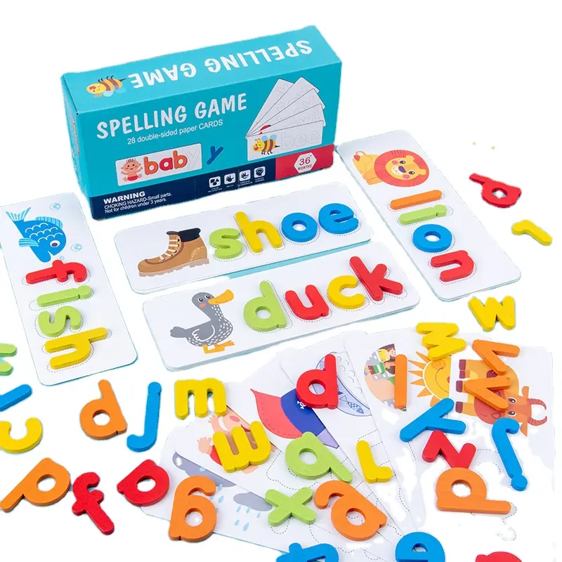 Novo de madeira crianças educação precoce puzzle jogo Inglês carta cognição brinquedos