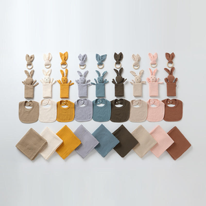 Set Copertina di Sicurezza in Mussola, Bavaglino Calmante, Giocattolo Anello in Legno per la Dentizione, Set 4 Pezzi, Conforter in Garza, Set Bambola Coniglio in Garza - Product Image 3