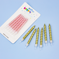 Bougies d'anniversaire fines métalliques colorées roses à combustion propre avec mèche en coton pur pour cupcakes et fêtes, vente en gros