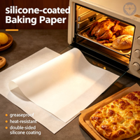 Rouleau de papier sulfurisé en silicone double face de qualité alimentaire pour la cuisson, antiadhésif