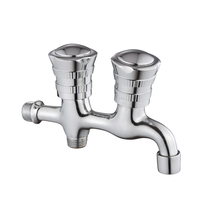 Robinet mural double sortie en laiton avec bouton ABS chromé, 1 entrée 2 sorties, double commande, moderne, installation facile, OEM