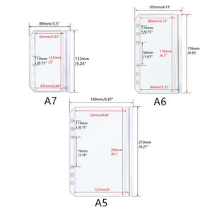 A5 A6 A7 Transparente Binderhüllen, <span class=keywords><strong>2</strong></span> Fächer, Reißverschlusstasche aus PVC ohne Zipper-Kopf, Geldumschläge, Bargeldumschläge für 6-Ring-Ordner - Product Image 6