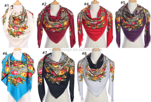 Bufandas de turbante slavonic de 140x140cm, bufandas maxi cuadradas con estampado de flores de viscosa, chal ruso, superventas - Product Image 6