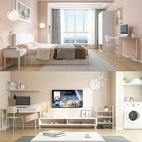 Juego de Muebles para Dormitorio TOPOHUT Serie D, Estructura Duradera de Acero y Madera Totalmente Blanca, Mobiliario Completo para Apartamentos, Viviendas Masivas y Campamentos para Personal