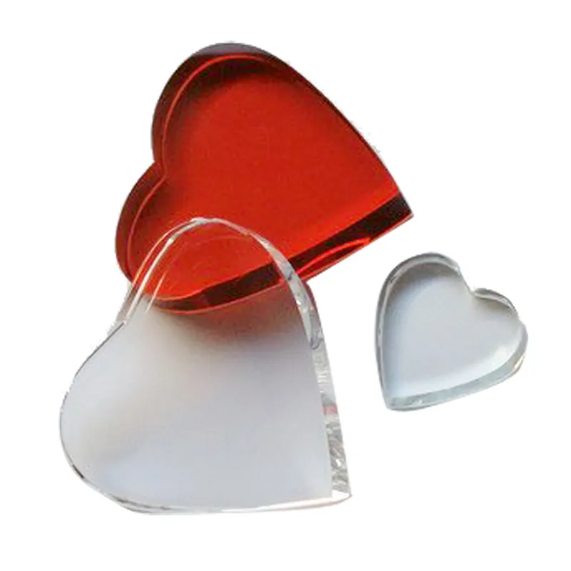 Years Crystal Glass Heart Blank with clear or red for wholesale paperweight