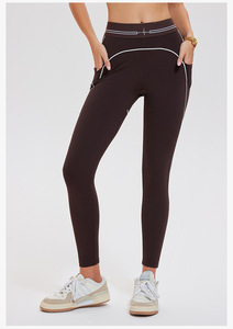 Nouvel ensemble de yoga pour femmes, ensemble deux pièces, <span class=keywords><strong>pantalon</strong></span> de sport à taille haute brossé couleur chair avec poche, ensemble de vêtements de fitness pour l'extérieur - Product Image 5