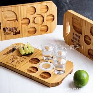Plateau à cocktails en bois Starting Point 21564, plateau de service portable en bois massif pour shots de tequila avec citron vert et sel - Product Image 2