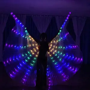 Bl002 asas luminosas led adulto 210 luzes, adereços de dança, asas de ouro, transparente, asa, luz led