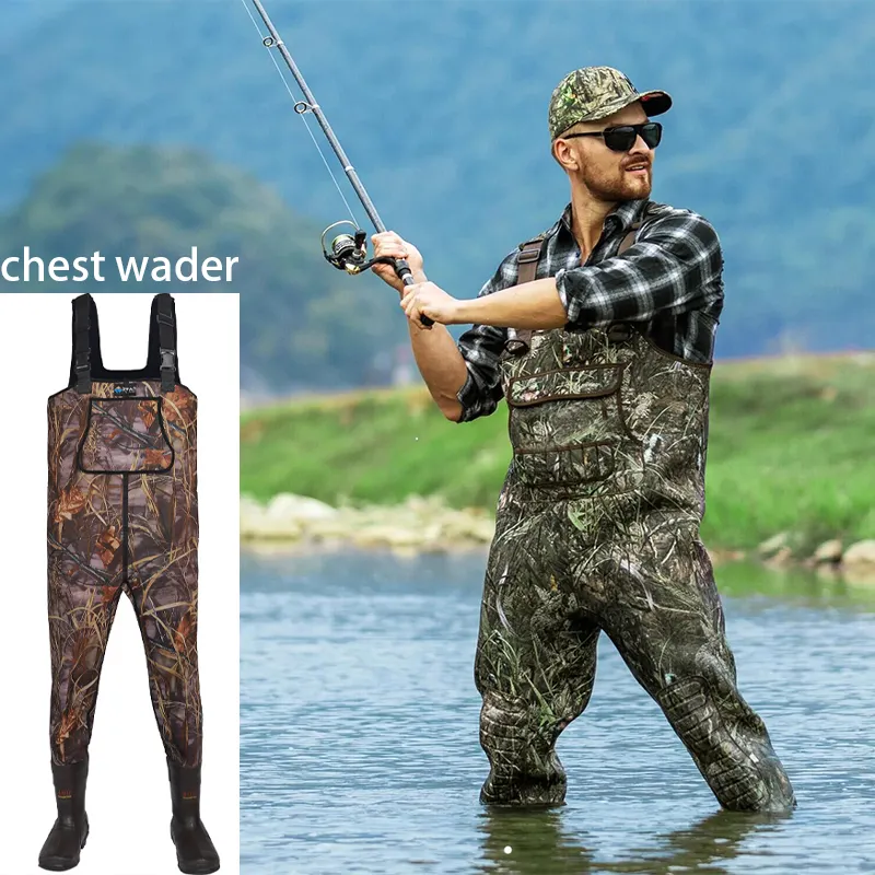 2023 Hot Bán Thoáng Khí Giữ Ấm Săn Bắn Waders Câu Cá Khởi Động Dày Ngụy Trang Neoprene Ngực Waders