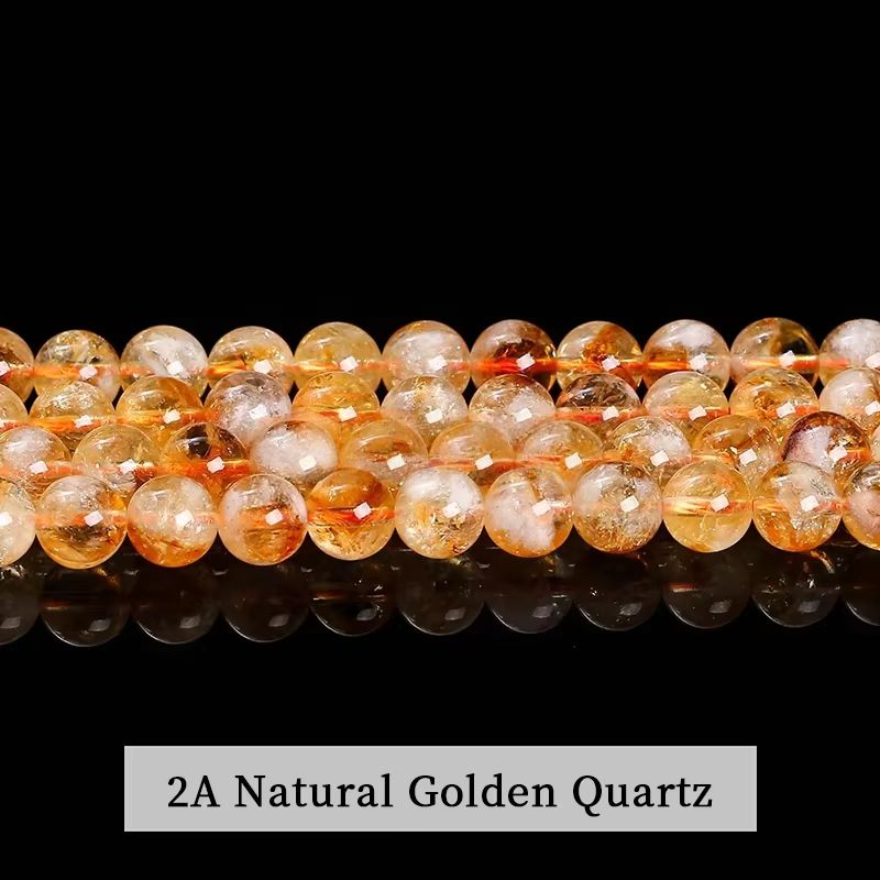 2A Natural Golden Quartz Beads