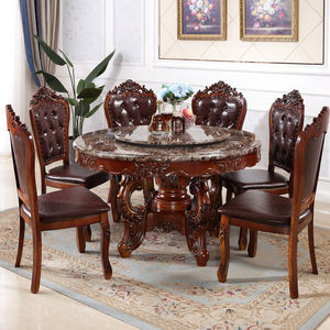 Tavolo da Pranzo Rotondo con Sedie <span class=keywords><strong>in</strong></span> Stile Americano, Legno Massello e Piano <span class=keywords><strong>in</strong></span> Marmo Naturale, Bestseller - Product Image 6