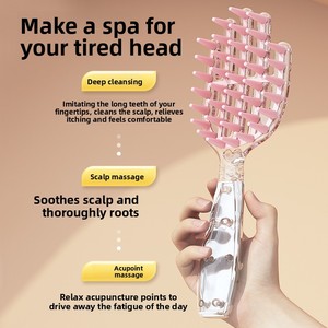 Brosse à cheveux en silicone allongée pour adultes avec dispositif anti-démangeaisons pour le cuir chevelu et brosse de massage - Product Image 2