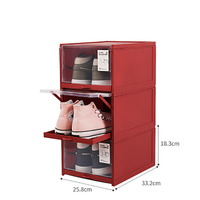 Boîte à chaussures à tiroir coulissant, en plastique transparent, armoire à chaussures, finition empilable, boîtes de rangement à rabat, étagère à chaussures