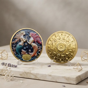 Moneda Conmemorativa Chapada en Oro de <span class=keywords><strong>Piscis</strong></span>, Moneda Coleccionable de Astrología con Sirena en Esmalte 3D a Color, Regalo de Cumpleaños para Febrero y Marzo - Product Image 5