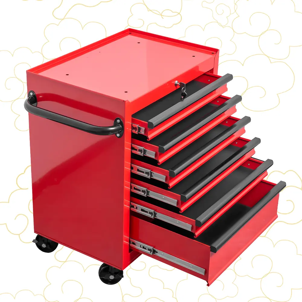 26 inch tool cart on wheels 6 drawers tool chest workshop garage rolling tool cart cabinet with handle