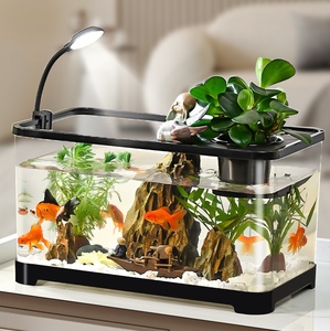 Mini aquarium décoratif pour poissons rouges-Design <span class=keywords><strong>simple</strong></span> Petit bol aquatique en plastique minimaliste avec lumière LED pour petit poisson d'ornement - Product Image 2
