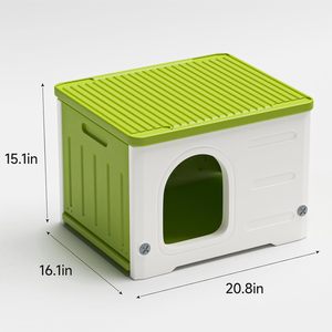 Casa para gatos de plástico para uso en interiores y exteriores, refugio apilable para gatos salvajes, casa para gatos interior, resistente a la intemperie, resistente al agua, elevada - Product Image 3