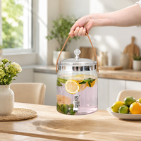 Grande carafe à eau froide en PET avec robinet et infuseur à fruits pour thé glacé et limonade, distributeur de boissons en libre-service