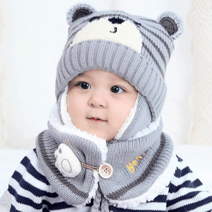 <span class=keywords><strong>Bonnet</strong></span> et écharpe à rayures pour enfant, couvre-oreilles d'hiver pour enfant, ensemble <span class=keywords><strong>bonnet</strong></span> et écharpe pour fille et garçon - Product Image 1