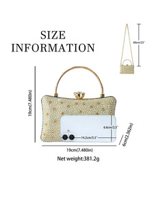 New Cross-border Shiny Polyester Rhinestone Clutch Evening <b>Handbag</b> Women's Elegant Fashion Crossbody Hasp Closure Daily Tanjing - Product Image 5