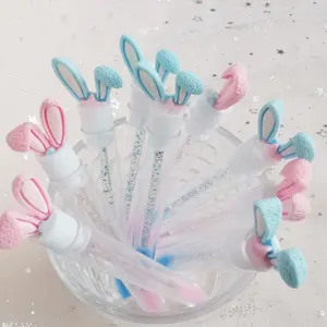 Eyelash Wand Tube Brush Holder Pink Cute Rabbit Nylon Mascara Wand Lash Cleaning Brush