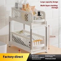 Tiroir de cuisine en plastique durable à double étage coulissant et durable Porte-épices pour l'organisation du rangement à domicile sous l'évier PP
