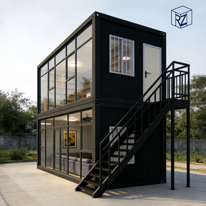 Maison conteneur de luxe noire sophistiquée à démontage <span class=keywords><strong>rapide</strong></span>, préfabriquée et assemblable pour bureau ou maison de vacances - Product Image 2