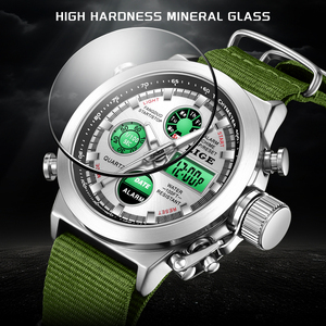 Reloj Deportivo Táctico Digital LED LIGE LG89228 para Hombre, Resistente al Agua, Correa de Nailon Verde, Reloj Robusto para Hombre con Alarma, Cronómetro + Caja - Product Image 3