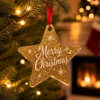 Edle Glitzer-Acryl Weihnachtsanhänger in Sonderform, Weihnachtsbaum-Dekoration, Bestseller Weihnachts-Hängedekoration Geschenk
