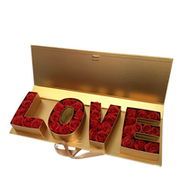 Boîte à fleurs rectangulaire réutilisable en gros, en papier gaufré UV, pour la Saint-Valentin, avec message « Je t'aime », emballage cadeau vide pour bouquet