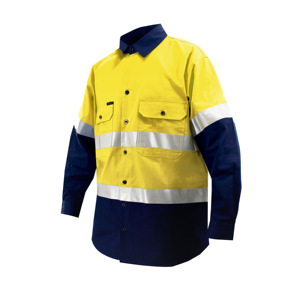 Zuolaya Camicia da Lavoro a Maniche Lunghe 100% Cotone <span class=keywords><strong>Alta</strong></span> Visibilità Gialla ANSI Classe 2 <span class=keywords><strong>Abbigliamento</strong></span> Riflettente di Sicurezza per Uomo <span class=keywords><strong>Abbigliamento</strong></span> da Lavoro per Miniera - Product Image 4