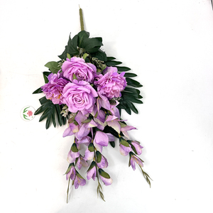 Bas prix fleur funéraire de haute qualité demi-buissons artificiels <span class=keywords><strong>buisson</strong></span> plat pour les événements de cimetière et les événements funéraires - Product Image 4