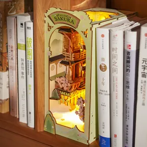 Robotime Rolife 3D Wooden Puzzles TGB05 Falling Sakura Book Nook DIY Miniature Doll House