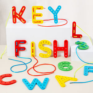 Alfabeto de <span class=keywords><strong>Madera</strong></span> Montessori Multifuncional &<span class=keywords><strong>amp</strong></span>;   Juego de cuerdas con números, juguete educativo para la educación temprana y el entrenamiento de la motricidad fina - Product Image 5