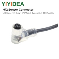 Connecteur M12 à 4 broches en angle droit avec indicateur d'état LED pour capteurs PNP NPN