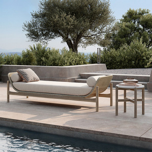 Ensemble de canapés modernes d'extérieur en teck massif avec cadre en aluminium, écologique, imperméable, protection solaire, pour villa, cour et <span class=keywords><strong>balcon</strong></span> - Product Image 3