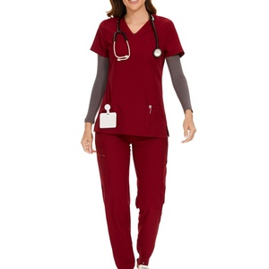Women's Nurse <b>Scrub</b> Set-Hospital Uniforms Stretch V-Neck <b>Scrub</b> <b>Top</b> & Jogger Pant 8 Pockets 100% Polyester - Product Image 5