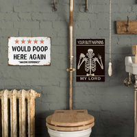 Juego de Letreros Metálicos Vintage Divertidos con Diseño de Esqueleto para Baño, Decoración Retro para Pared de Casa, Baño o Bar