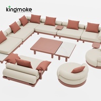 Ensemble de mobilier d'extérieur pour villa, mobilier de patio pivotant, canapé de jardin, mobilier d'extérieur de luxe pour complexe hôtelier, canapé d'extérieur en aluminium pour hôtel