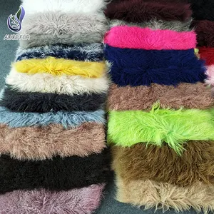 สีชมพูจริงสี OEM ทิเบตพรมขนสัตว์ sheepskin แกะมองโกเลียขนพรม