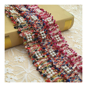 Fantaisie <span class=keywords><strong>femme</strong></span> décorative 3CM Vintage Nylon or perle perlée brodé dentelle ruban d'habillage pour coudre des vêtements - Product Image 2