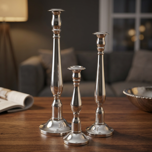 Ensemble de 3 bougeoirs en aluminium faits à la main, durables, décoration d'intérieur - Product Image 2