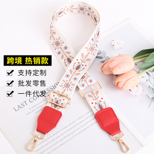 Grosir tas selempang gaya Boho sabuk bahu dapat diganti kustom dompet gitar tali kain grosir desain tanaman bunga - Product Image 4