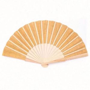Eco-Friendly Custom Solid Printing Wooden Fan Hand Cork Wood Hand Fan Material Cork <b>Folding</b> Wooden Hand Fan - Product Image 2