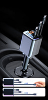 Chargeur rapide pour voiture M14 7-en-1 avec trois câbles rétractables, charge rapide 180 °   Affichage numérique LED à réglage directionnel