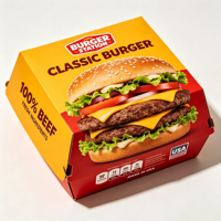 Boîtes en papier biodégradables écologiques personnalisées pour hamburgers, poulet frit, frites, biscuits, contenants à emporter en vrac