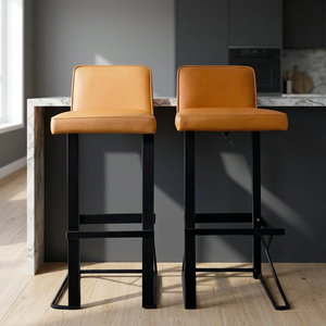 Modern Leather <b>Bar</b> <b>Stool</b> with Metal Frame for Home <b>Bar</b> <b>and</b> Commercial Use Minimalist Design Steady Base - Product Image 3