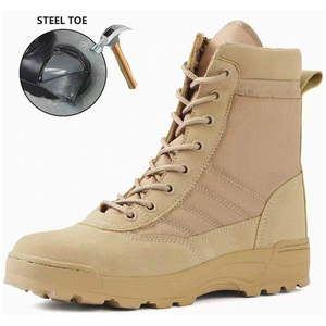 Bottes de sécurité de sport jungle, couleur beige, fabrication directe, fermeture éclair latérale, embout en acier intégré - Product Image 1