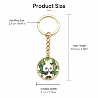 Zinklegierung Weiche Emaille Chinesischer Stil Niedlicher Panda Schlüsselanhänger Cartoon Runder Kreativer Schlüsselring Taschenanhänger Geschenk Souvenir