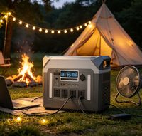 Station d'alimentation portable à panneaux solaires 2560Wh 3000W avec batterie LiFePO4, onde sinusoïdale pure, pour la maison, l'extérieur, la voiture (prise allume-cigare) et la lampe de poche